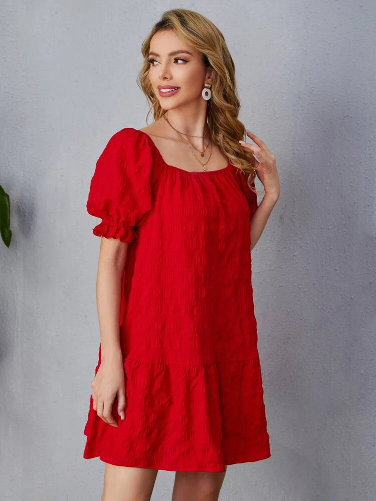 Alef Shirt Dress Red