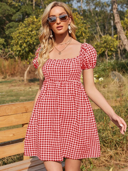 Gingham Red Dress