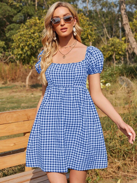 Gingham Blue Dress