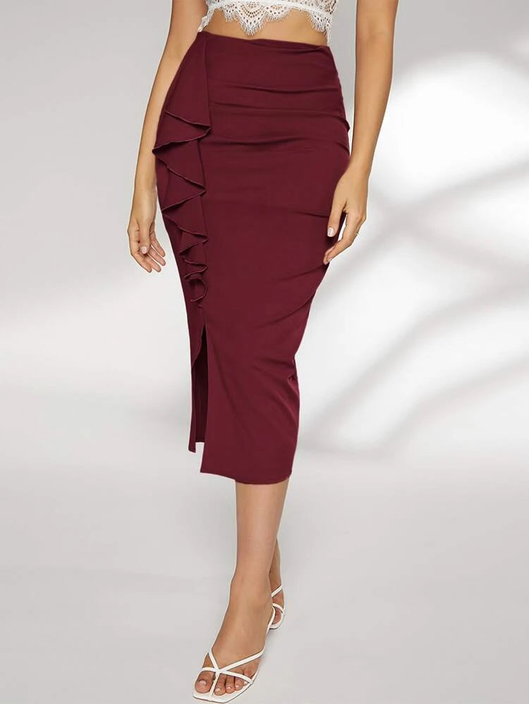 Abad Pencil Skirt Burgundy
