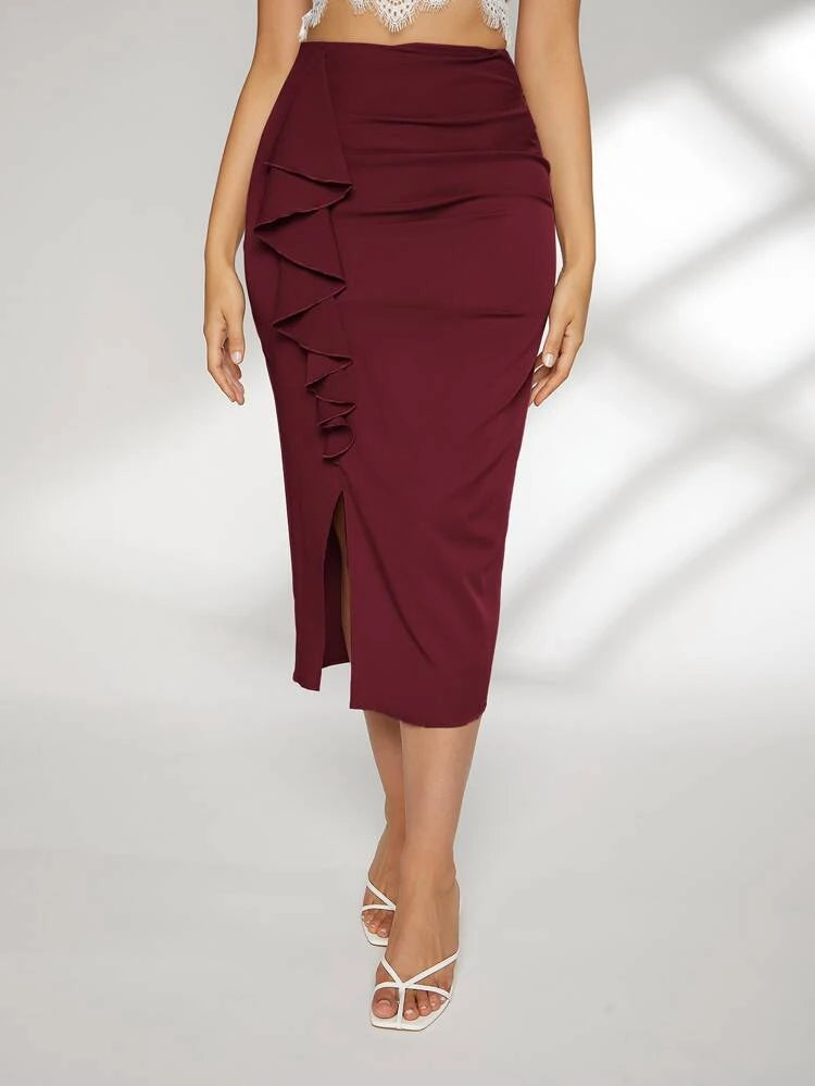 Abad Pencil Skirt Burgundy
