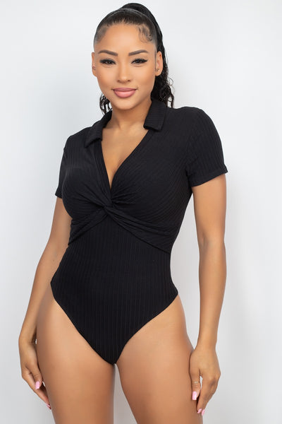 Ellas Black Bodysuit Top Iris