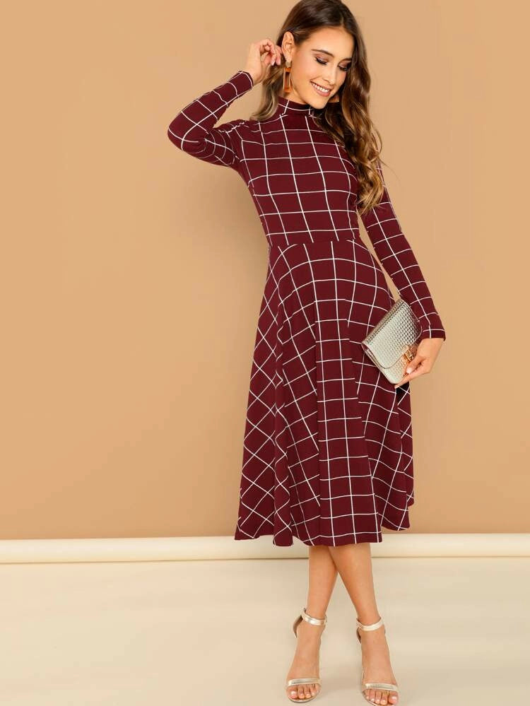 Genoa Stripe Dress Burgundy