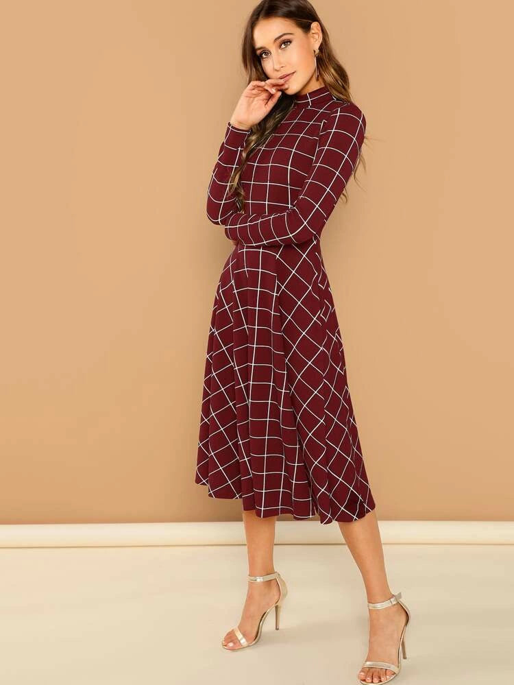 Genoa Stripe Dress Burgundy