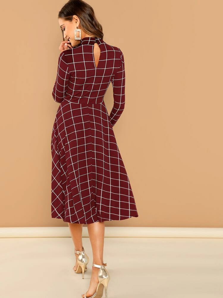 Genoa Stripe Dress Burgundy