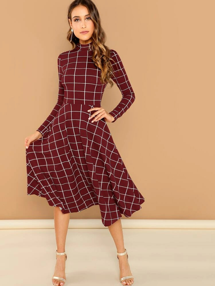 Genoa Stripe Dress Burgundy