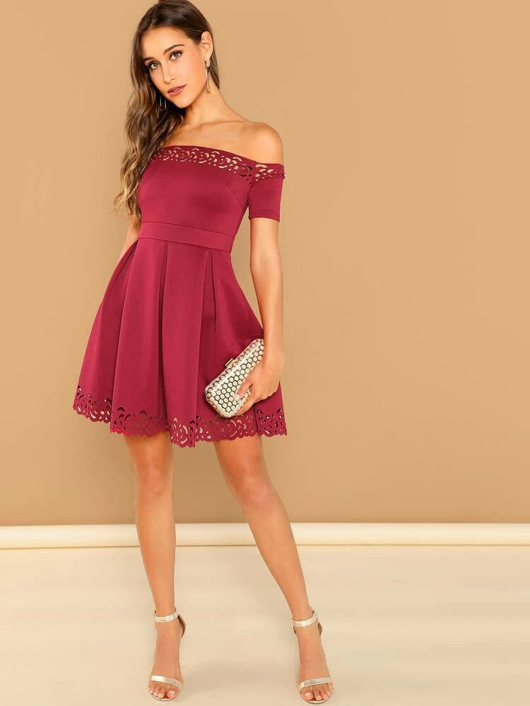 Laura Laser Dress Burgundy