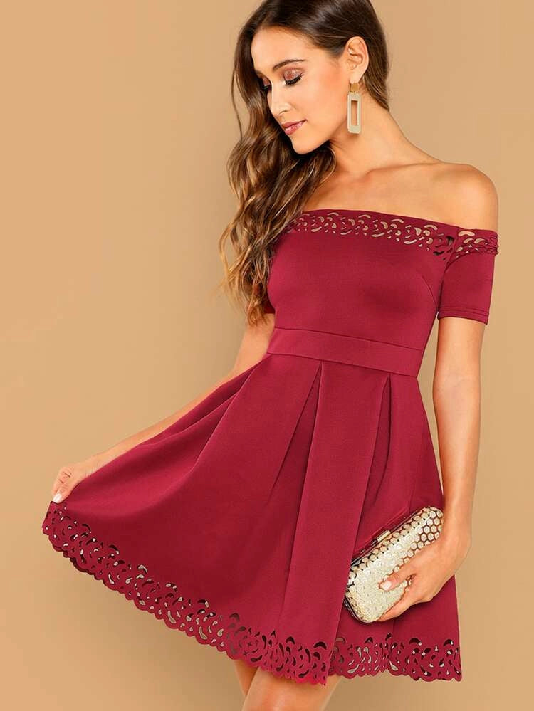 Laura Laser Dress Burgundy