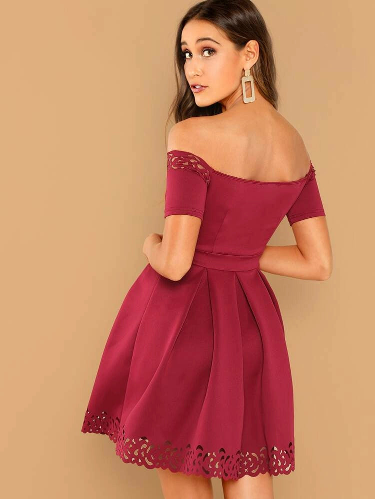 Laura Laser Dress Burgundy