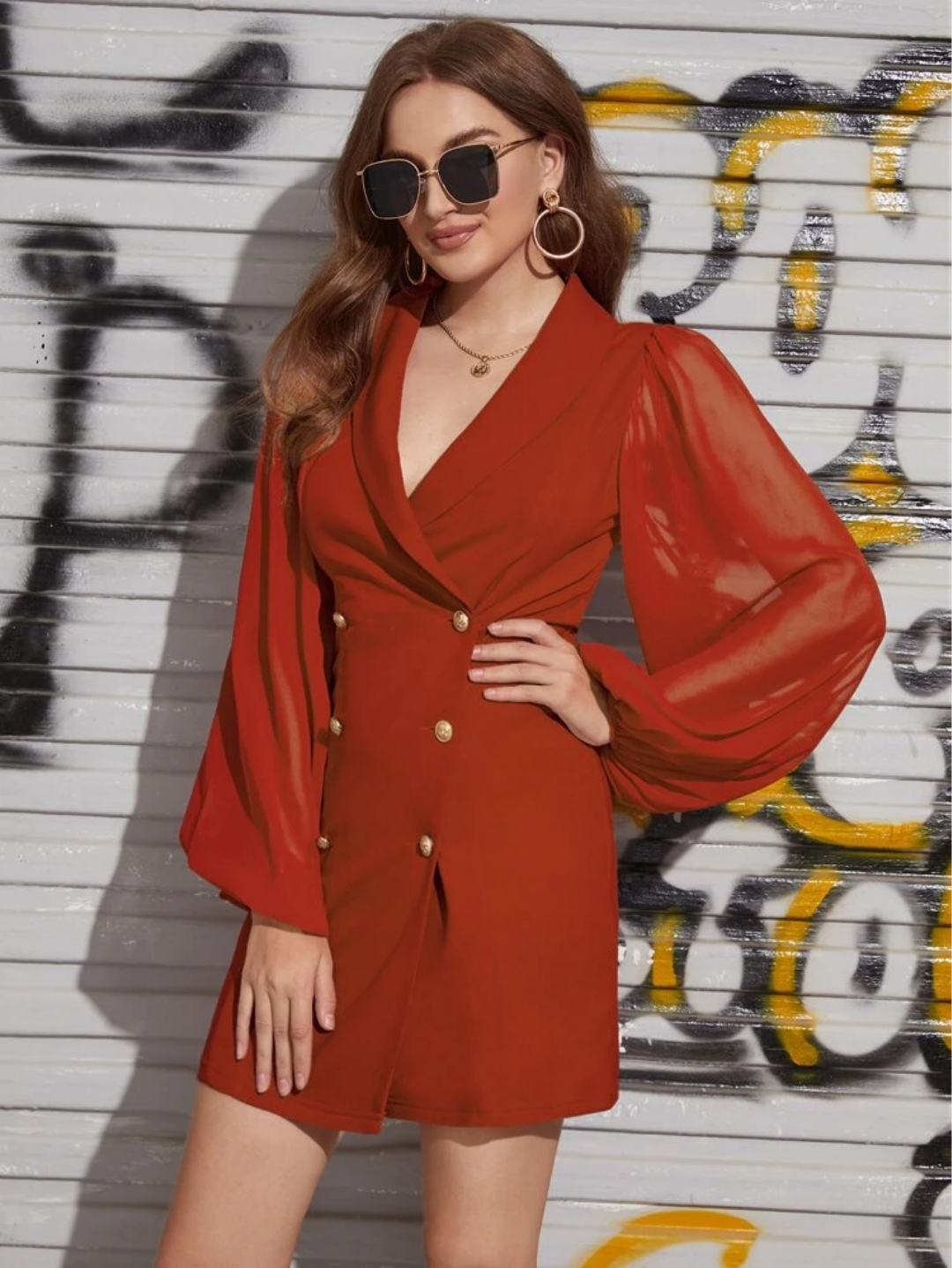 Isabel Blazer Dress Rust She