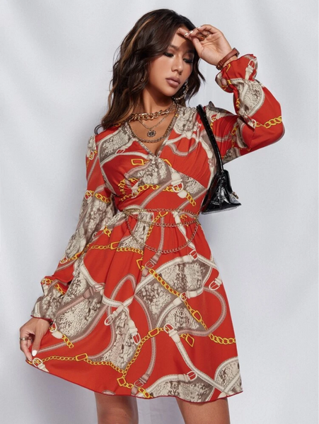 Javiera Dress Rust She