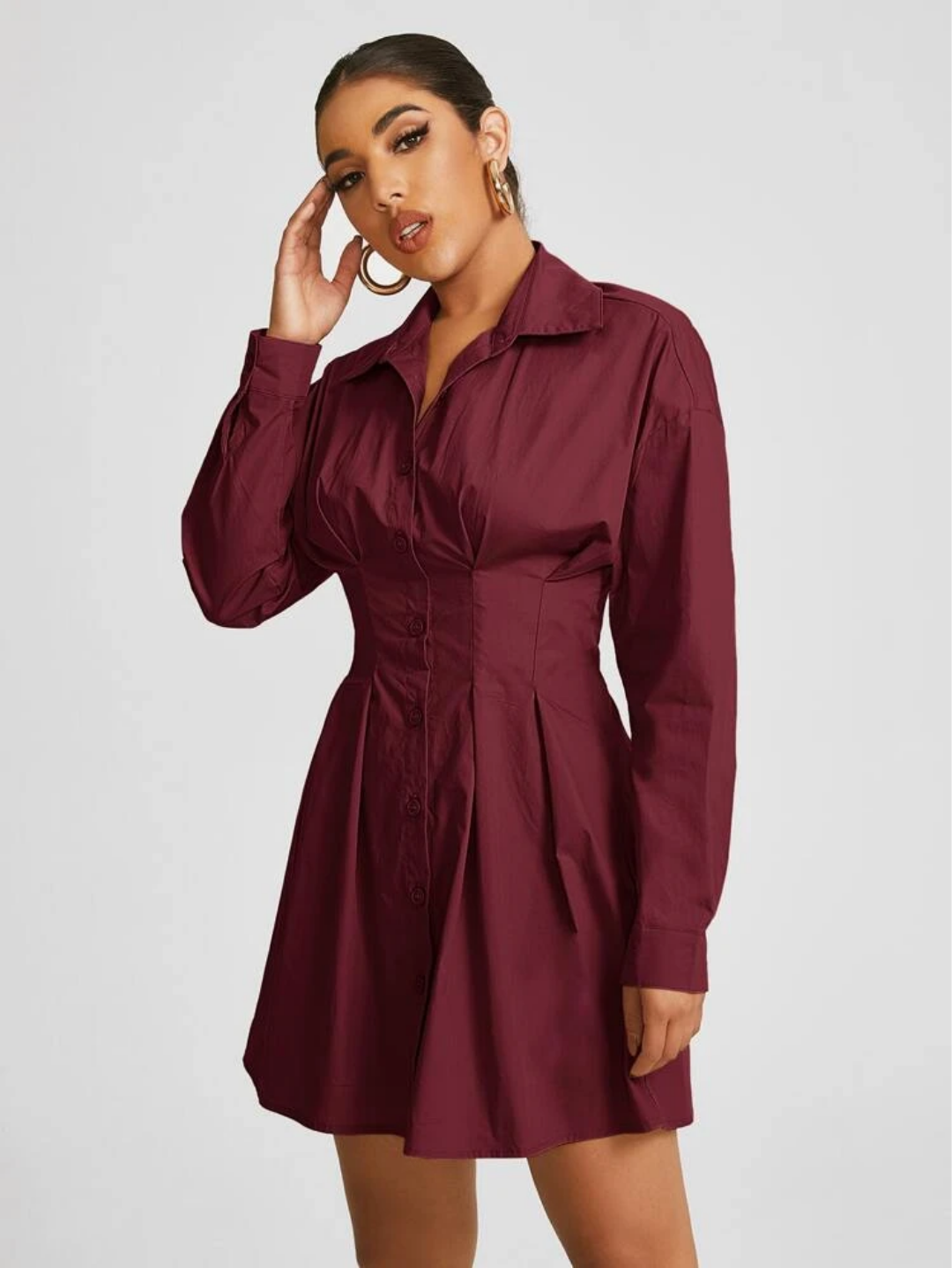 Herman Shirt Dress Burgundy