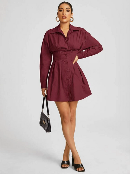 Herman Shirt Dress Burgundy