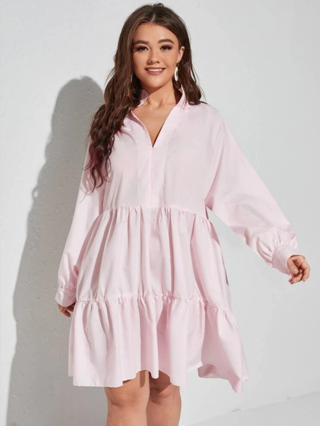 Steffy Plus Shirt Dress Pink She