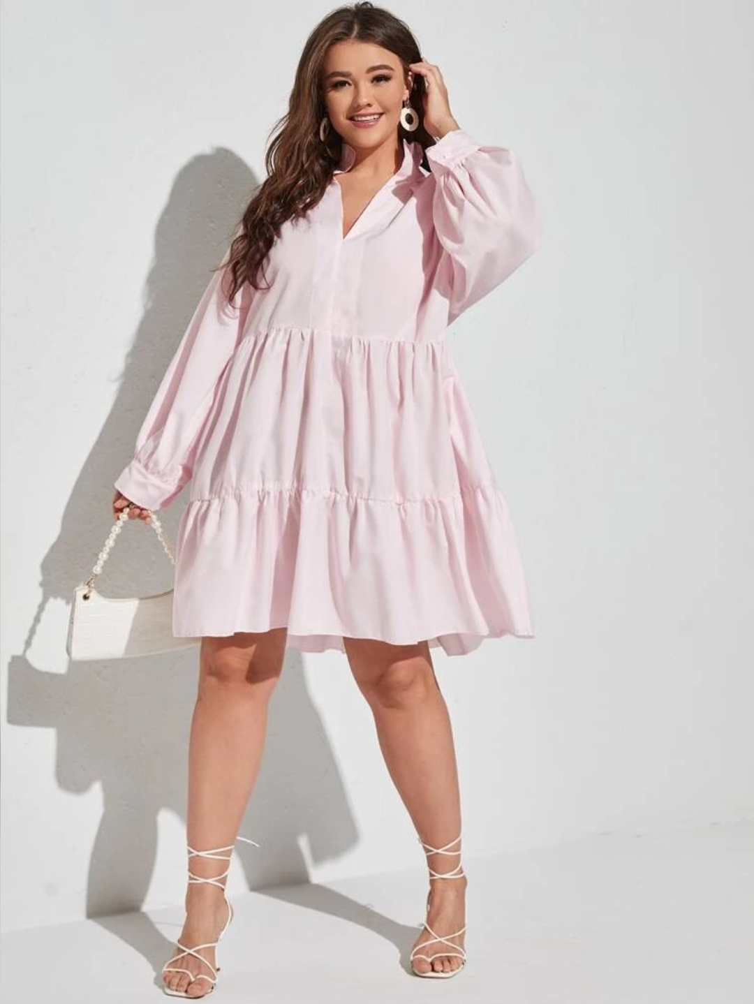 Steffy Plus Shirt Dress Pink She
